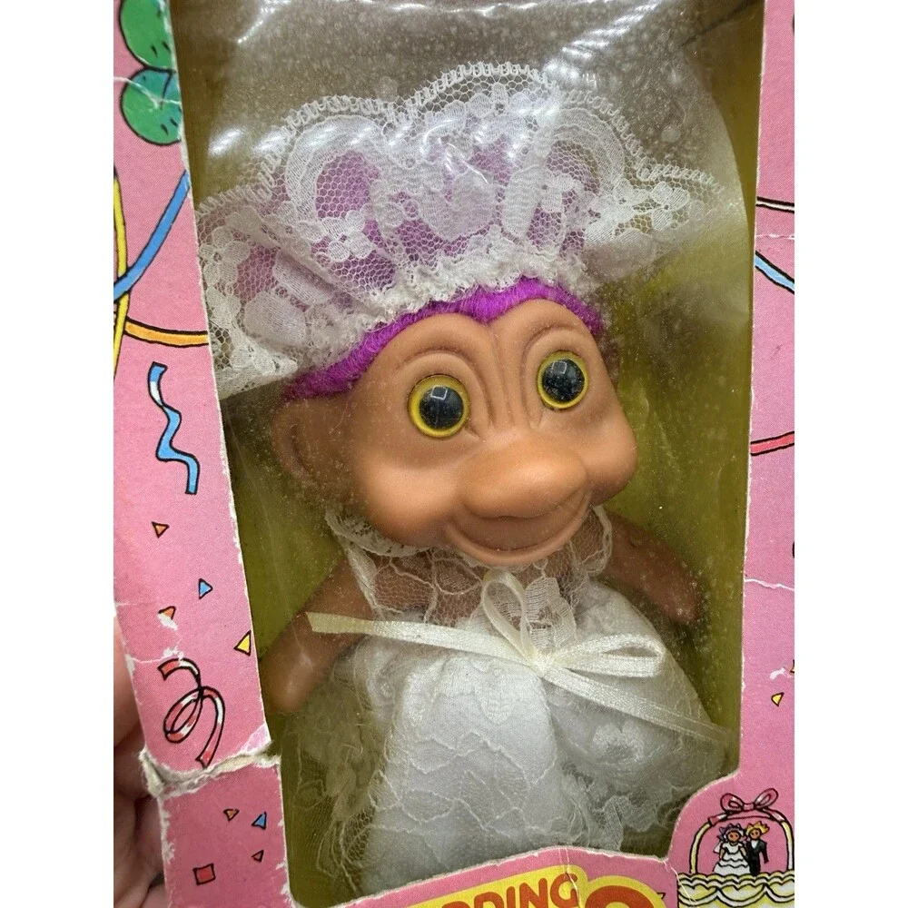 Vintage Toy N’ Things Wedding Trolls Bride Doll In Wedding Dress #4106 NIB 5”